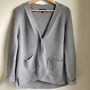 Repeat Cardigan Sweater Womens XS 36 Grey Chunky Knit Cotton Quiet Luxury